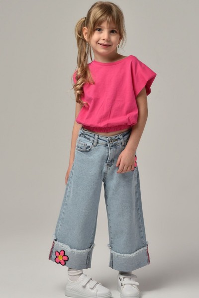 3-8 Yaş Modern Daisy Pantolon-Fuşya