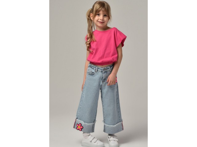 3-8 Yaş Modern Daisy Pantolon-Fuşya