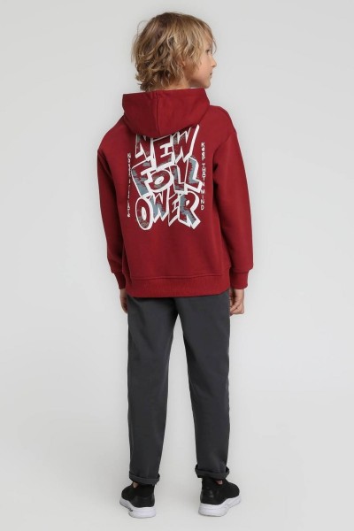 < 4-9 Yaş Erkek Çocuk New Folwer Sweat - Bordo