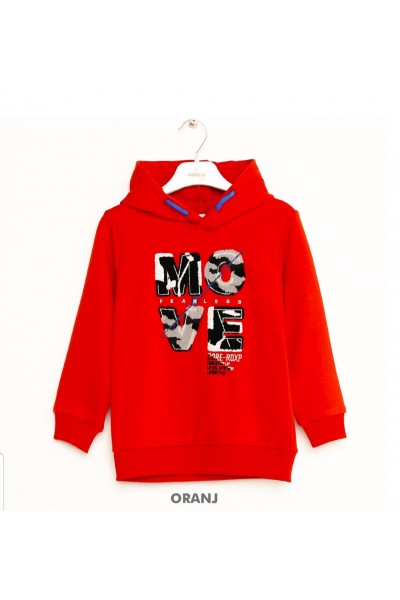 * 5-16 Yaş Erkek Çocuk Kpüşonlu Sweatshirt - Oranj