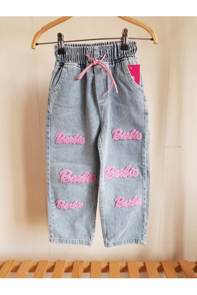 - 5-10 Yaş Kız Çocuk Barbie Yazı İşlemeli Jean