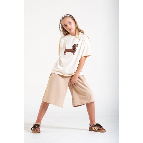 < 8-15 Yaş Kız Çocuk Tshirt - Bej