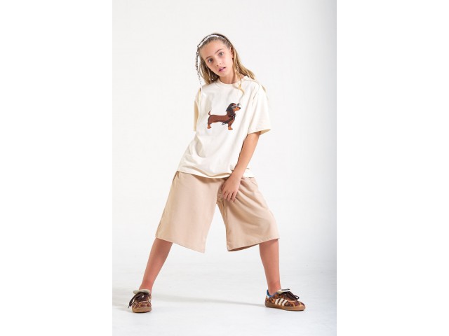 < 8-15 Yaş Kız Çocuk Tshirt - Bej