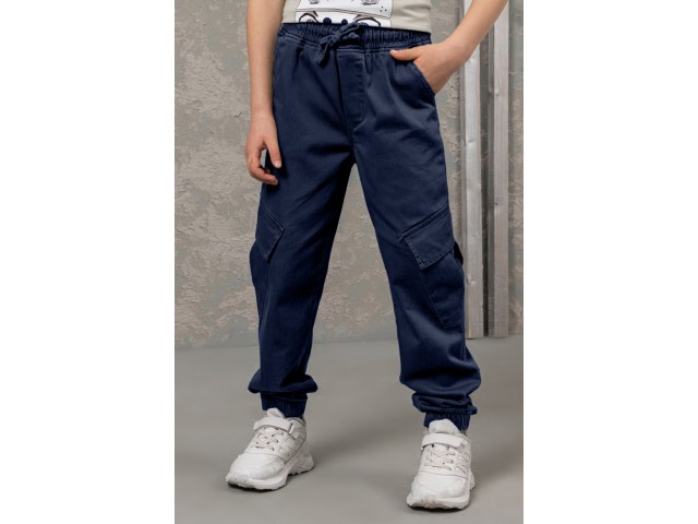 - 4-9 Yaş Erkek Çocuk Kargo Cepli Gabardin Pantolon - Lacivert