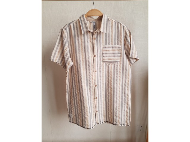 - 5-16 Yaş Erkek Çocuk Çizgili Keten Gömlek