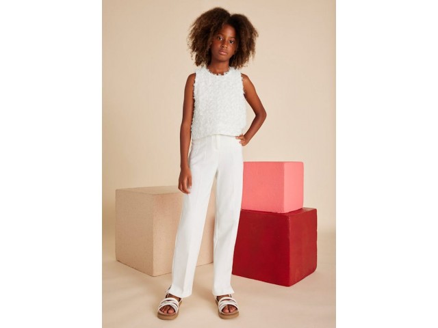 - 10-16 Yaş Kız Çocuk Palazzo Pantolon - Ekru