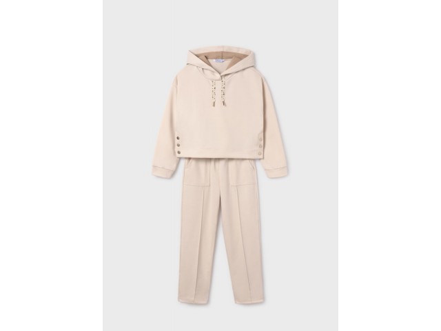 10-16 Yaş Kız Çocuk Mayoral Kapüşonlu Takım - Bej