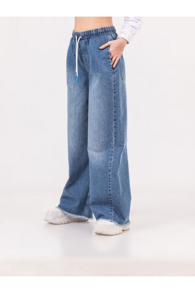 - 8-14 Yaş Kız Çocuk Beli Lastikli ispanyol Paça Pantolon 