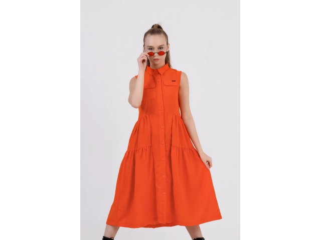 9-15 Yaş Kız Çocuk Keten Elbise