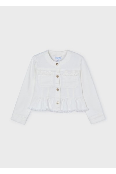 3-9 Yaş Kız Çocuk Mayoral Denim Ceket - Beyaz