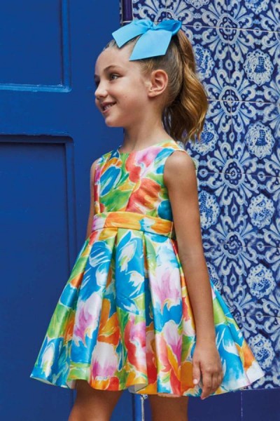 4-8 Yaş Kız Çocuk Abel&Lula Desenli Mikoda Elbise
