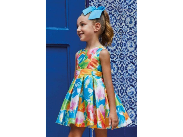 4-8 Yaş Kız Çocuk Abel&Lula Desenli Mikoda Elbise