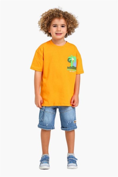- 4-14 Yaş Erkek Çocuk Palmiye Baskılı Tshirt