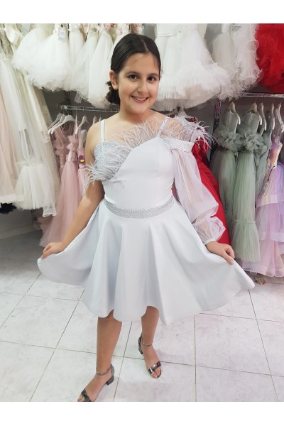 10-15 Yaş Kız Çocuk Abiye - Gri