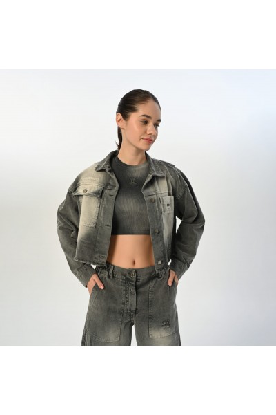 - 9-15 Yaş Kız Çocuk Denim Ceket - Antrasit