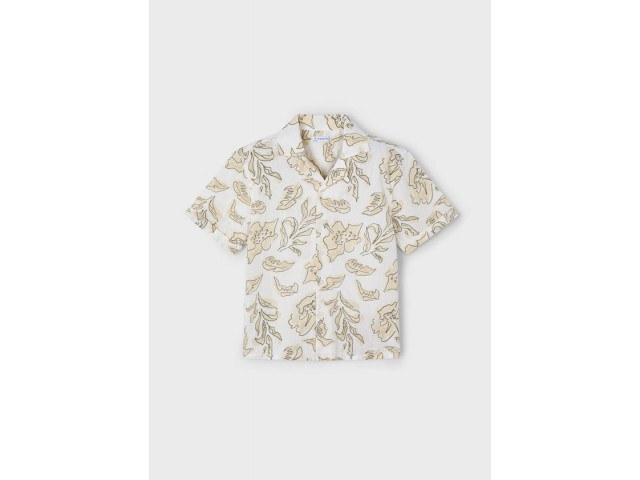 - 3-9 Yaş Erkek Çocuk Desenli Gömlek - Bej