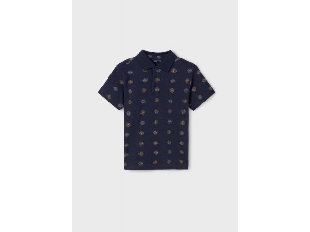10-16 Yaş Erkek Çocuk Mayoral Polo Yaka Desenli Tshirt - Lacivert