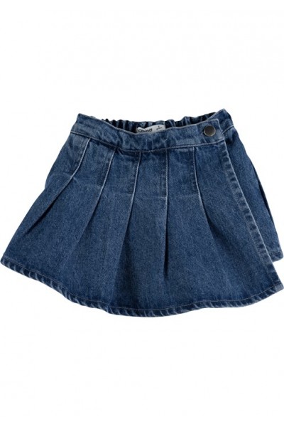 - 2-8 Yaş Kız Çocuk Mamino Pileli Kot Şort Etek 