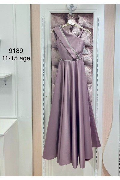 10-15 Yaş Kız Çocuk Saten Abiye Elbise 