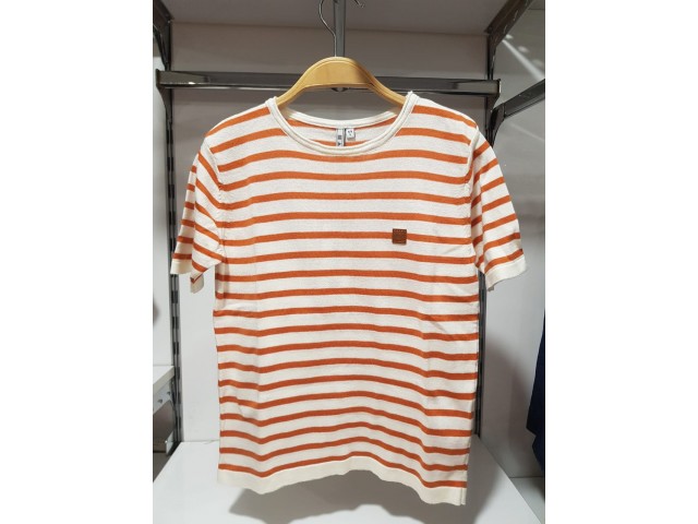 - 5-16 Yaş Erkek Çocuk Çizgili Merserize Tshirt -Tarçın