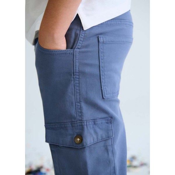 < 10-16 Yaş Erkek Çocuk Kanvas Şort - İndigo