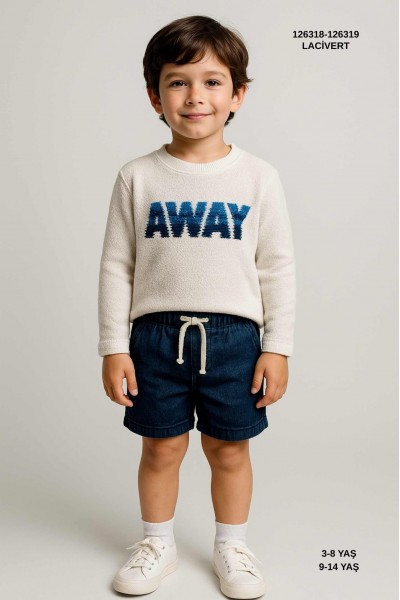 < 8-14 Yaş Erkek Çocuk Mevsimlik Triko - Mavi