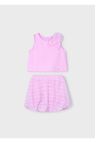 - 3-9 Yaş Kız Çocuk İkili Etekli Takım - Pembe