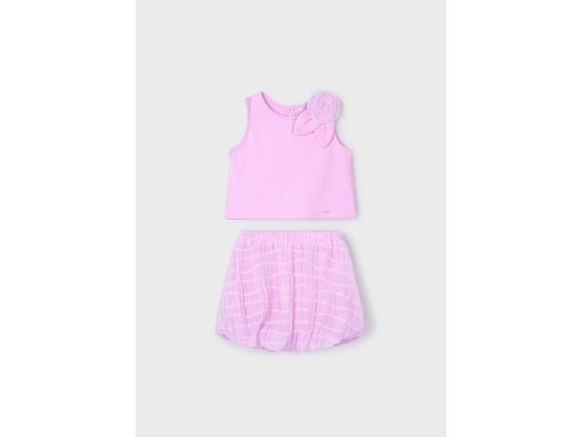 < 3-9 Yaş Kız Çocuk İkili Etekli Takım - Pembe