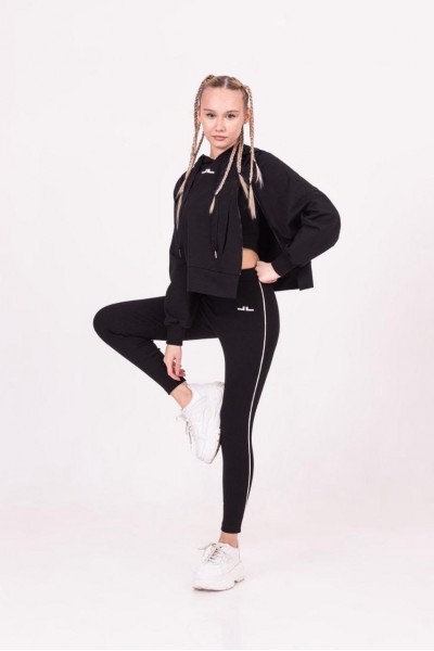 * 9-15 Yaş Kız Çocuk Fermuarlı Sweatshirt - Siyah