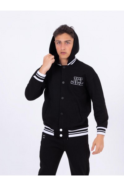 .9-15 Yaş Erkek Çocuk Kapüşonlu Kolej Ceket - Siyah
