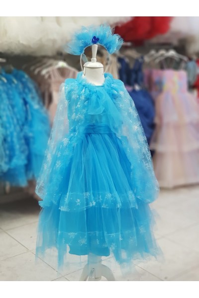 5-8 Yaş Işıklı Elsa Abiye Elbise