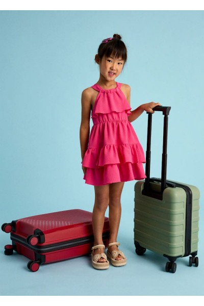 - 3-9 Yaş Kız Çocuk Mayoral Sırt Detaylı Elbise - Fuşya
