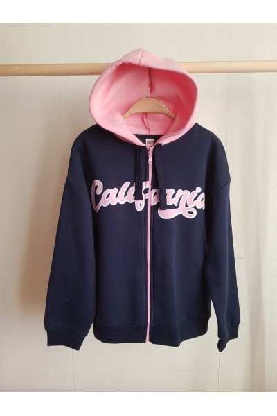 .10-14 Kız Çocuk Fermuarlı Kolej Hırka - Lacivert