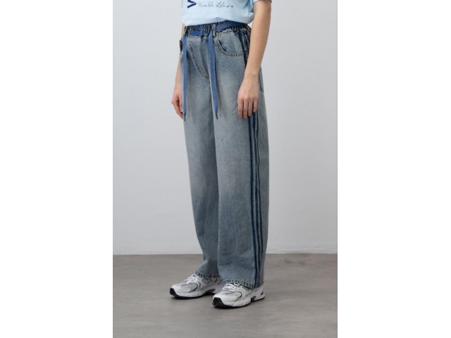 * 9-15 Yaş Kız Çocuk Kemer Aksesuarlı Denim Jean - Mavi