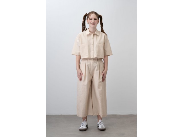 - 9-15 Yaş Kız Çocuk Keten Takım - Bej