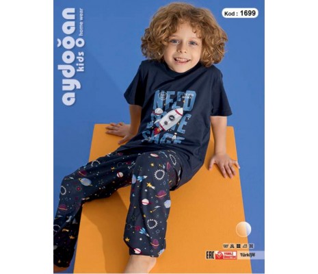 3-7 Yaş Erkek Çocuk Pijama Takımı - Lacivert